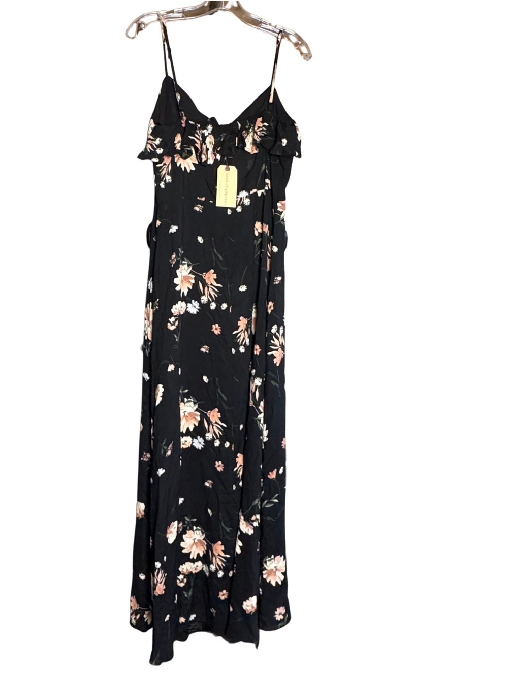 Band of Gypsies NWT Black Floral Dainty Feminine Coquette Maxi Dress Size Large - Picture 4 of 7